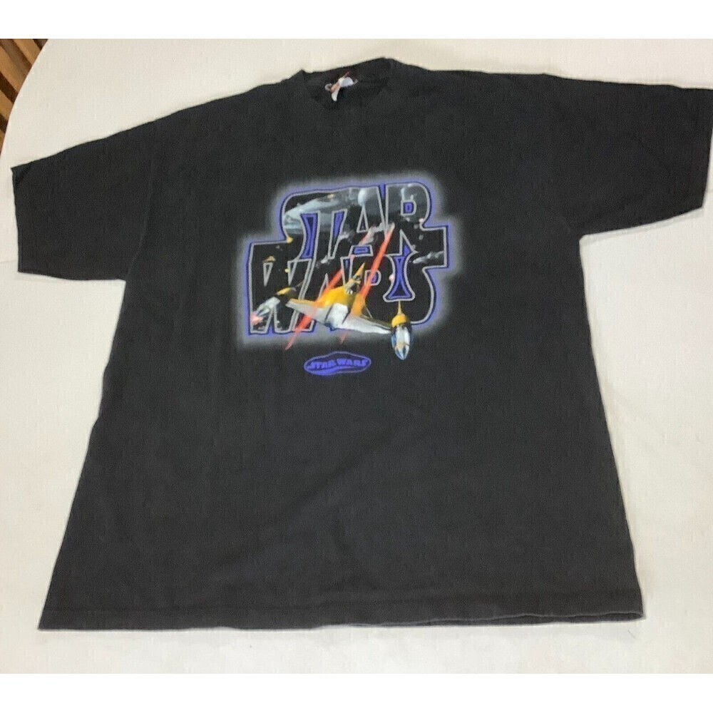 Vintage 1999 Disney Star Wars Episode 1 Naboo Starfighter T-Shirt Black Size XL